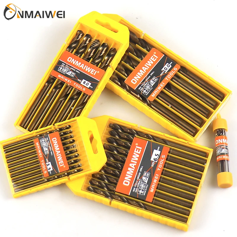 1.0-13 มม.โคบอลต์เคลือบ 5/10PCS Twist เจาะชุด Bit HSS M35 ปืนเจาะบิตสําหรับไม้/โลหะเครื่องตัดเครื่องมือ