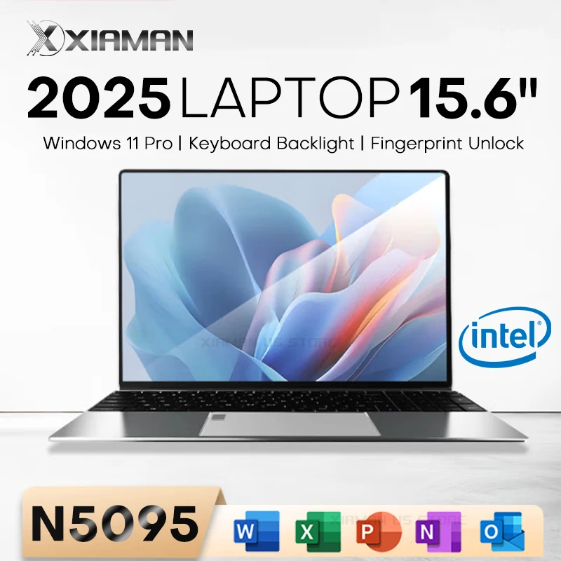 Xiaman 15,6 "ordenador portátil Intel Celeron N5095 Notebook PC Gamer 16GB DDR4 1TB SSD Oficina estudio PC Windows 11 1080P portátiles