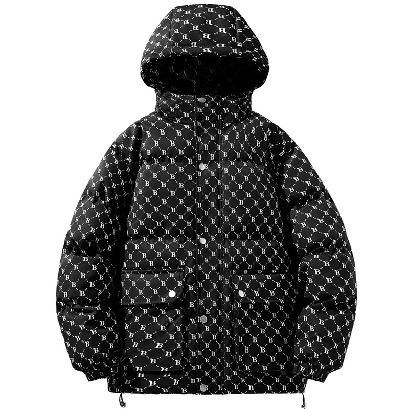 Парка мужская с капюшоном и надписью, зимняя, теплая