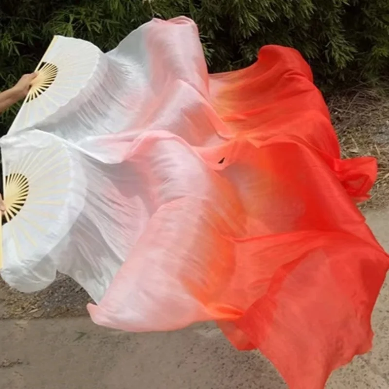 Belly Dance Gradient 180 ซม.ยาวพัดลมเลียนแบบผ้าไหมสียาว Dancer Props STAGE Performance PARTY อุปกรณ์เสริมสําหรับผู้หญิง