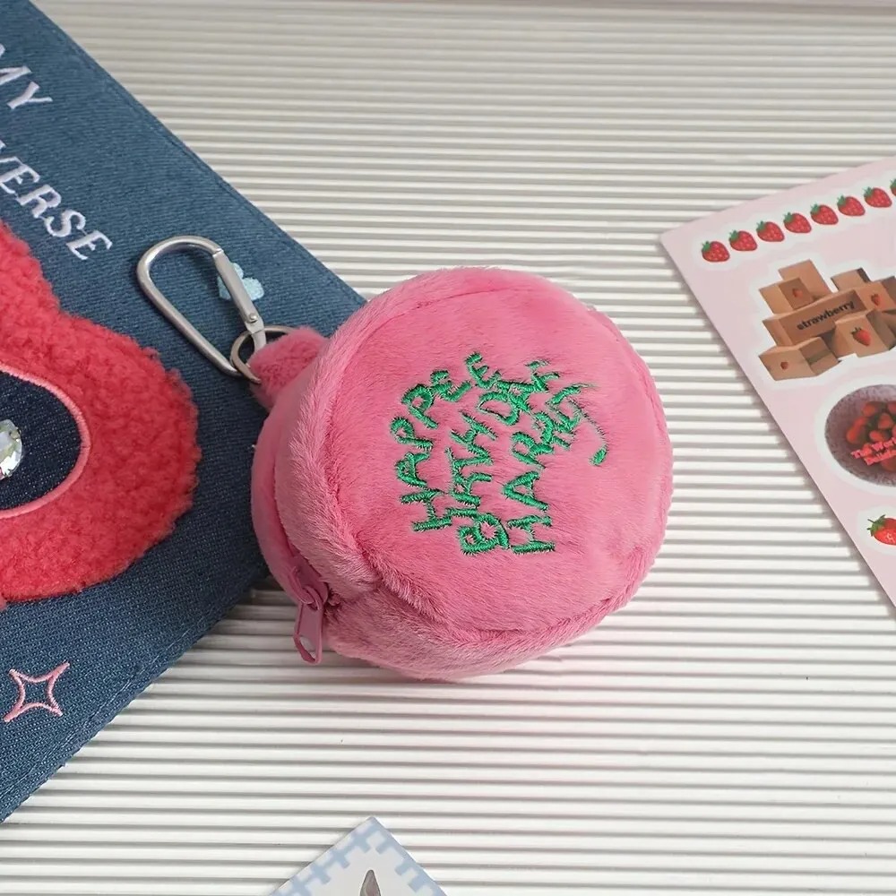 Mini portamonete rosa, portamonete, cavo per auricolari, sacchetto di immagazzinaggio, punto Kawaii, simpatico peluche, portamonete portatile, portamonete, sacchetto per torte