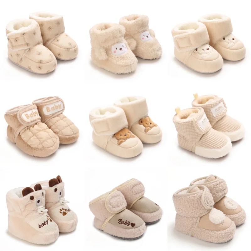 Winter Neugeborene Jungen und Mädchen Niedliche Cartoon-Baumwollschuhe mit weicher Sohle und warmen Stiefeln Vorschule Wanderschuhe Winter Neugeborene