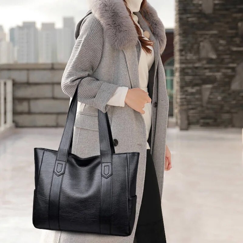 Sac à Main en Cuir PU de Grande Capacité pour Femme, Fourre-Tout Vintage à Bandoulière