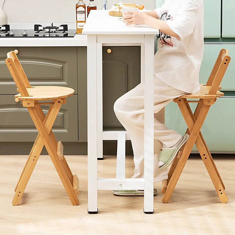 Simple foldable bar chair high stool bar high sense chair stool with backrest front desk living room home