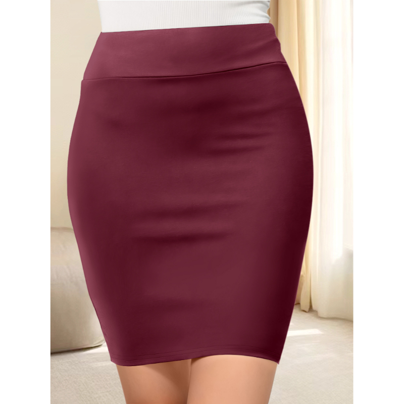 Women's Skirt Workplace Style High Elasticity Package Hip Skirt Casual Commuter Ladies Milk Silk Solid Color Half Bodycon Skirt