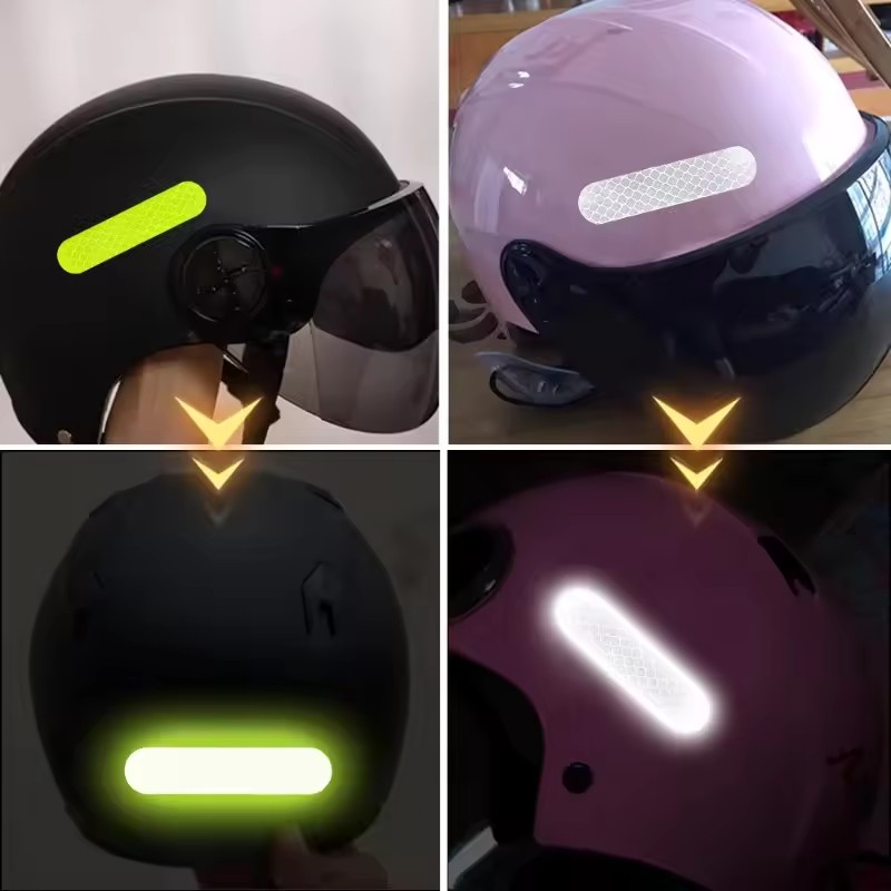 80-10PCS Helmet Safety Warning Reflective Stickers Strip Waterproof High Visibility Reflector Tape For Night Riding Walking Car