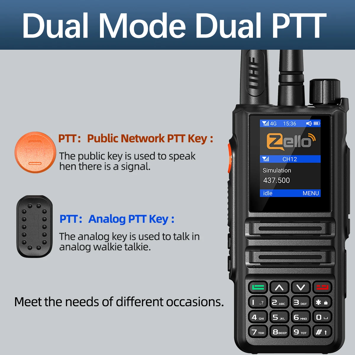 ABBREE GP-889 Radio analogica e di rete Walkie Talkie Zello Global POC UHF Bluetooth WIFI 2G 4G Sim Card Android Radio bidirezionale