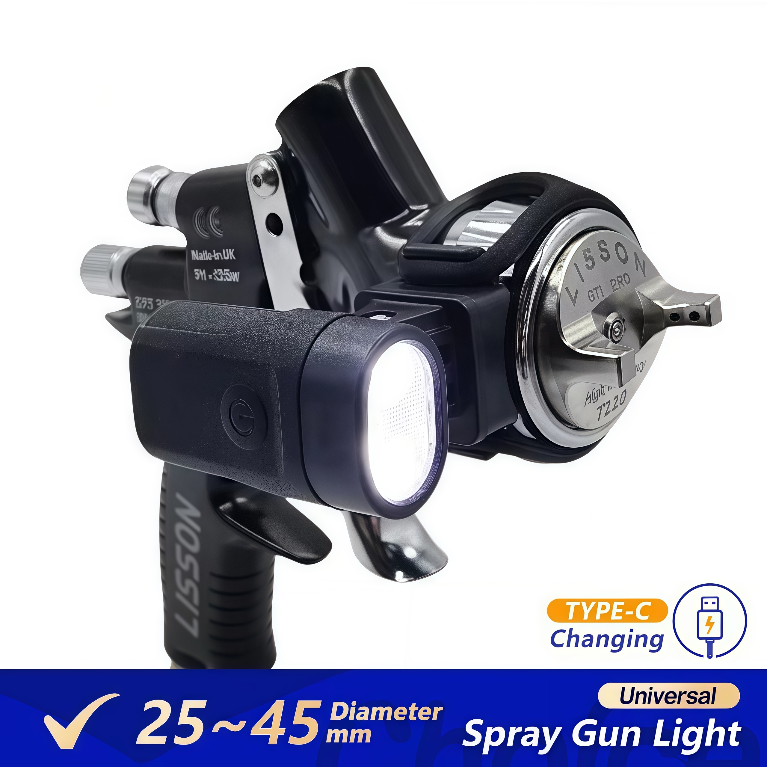 Upgrade Universal Spray Gun Light with 2 Straps Airbrush Paint Fill Light Adjustable Lighting Power Brightness Painting Tool Acc
