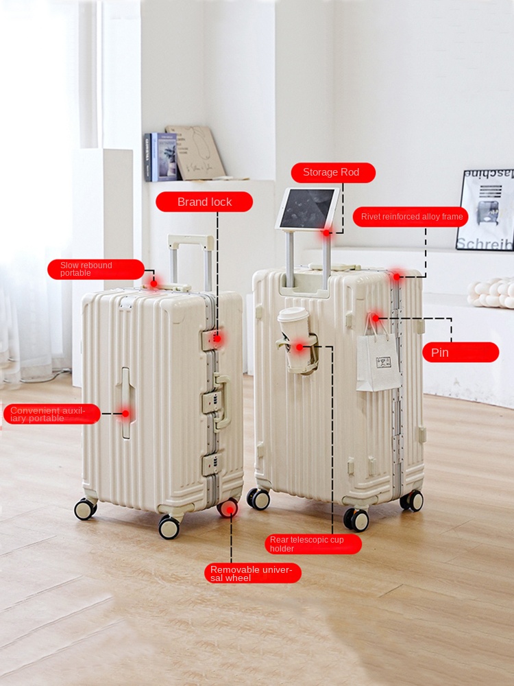 多機能キャリア - 26 インチスーツケースに座ることができます厚みのある ABS + PC トロリーケース旅行荷物アルミフレーム