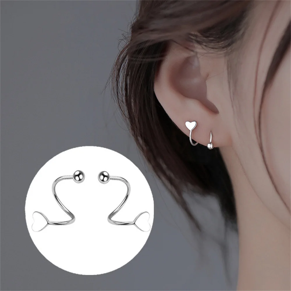 2 Stück Edelstahl Spirale Twisted Lip Ring Zungenpiercing Herz Stern Ohrknorpel Helix Piercing Ohrstecker Schmuck Geschenke