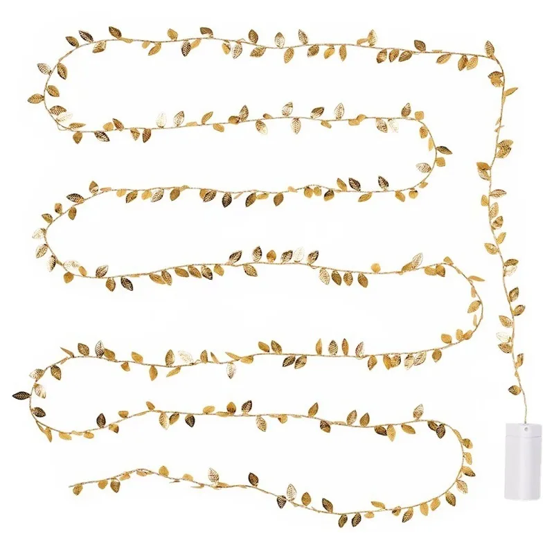 2M 20LED Foglie dorate String Lucine per la decorazione della festa di compleanno di nozze Giardino domestico Pianta artificiale Ghirlanda di luce di vite