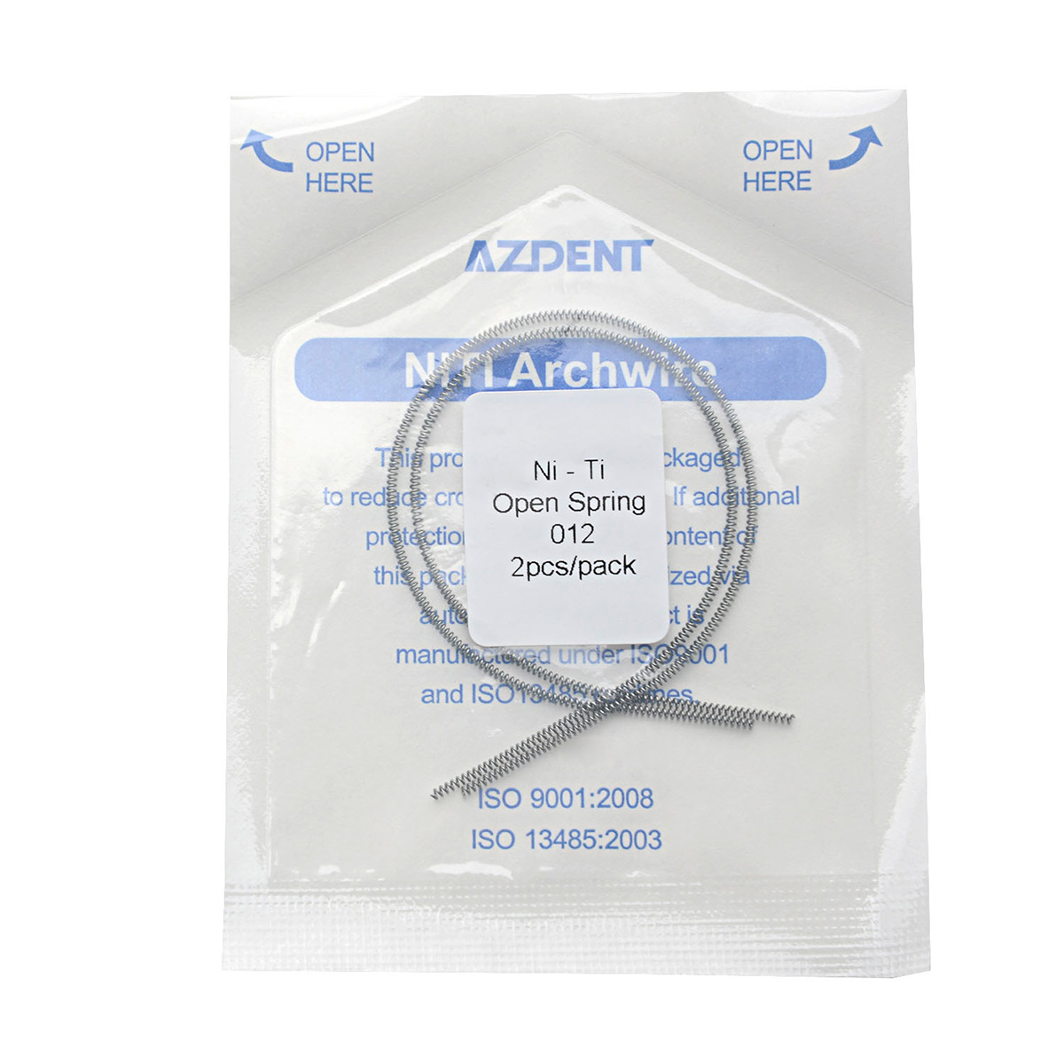2 unids/pack AZDENT Dental ortodoncia resorte abierto Niti resorte helicoidal elástico 0,010/0,012*180mm