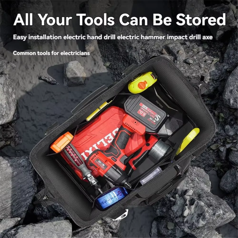 Новый DELIXI 1680D Оксфордский серый органайзер для инструментов, большая сумка для инструментов для электрика, плотника, механика, сумка для хранения инструментов