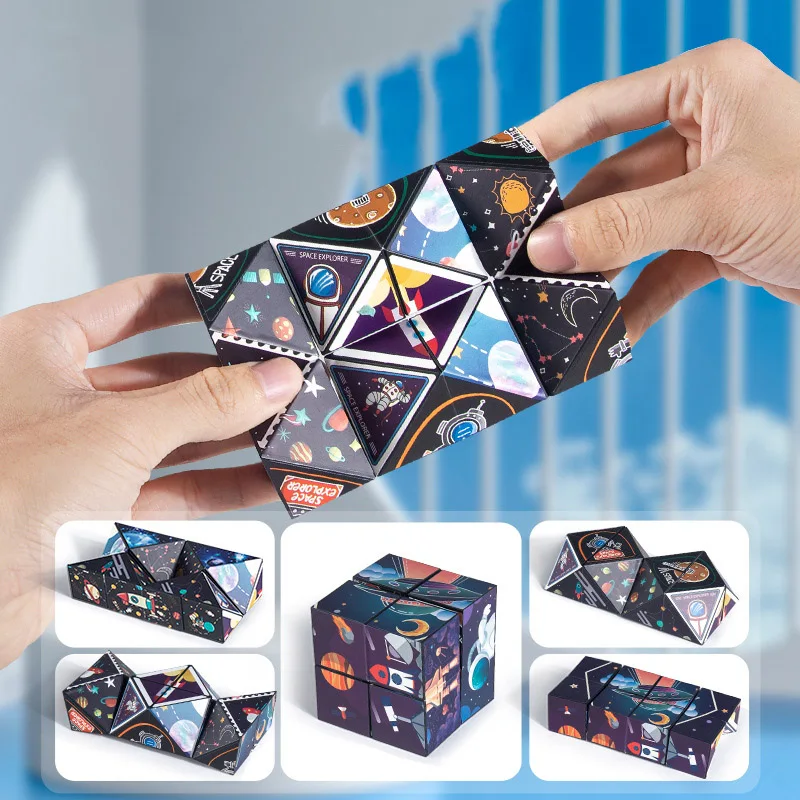 Caixa de mudança de forma geométrica mutável cubo mágico magnético 3d descompressão mão flip quebra-cabeça crianças aliviar brinquedo fidget