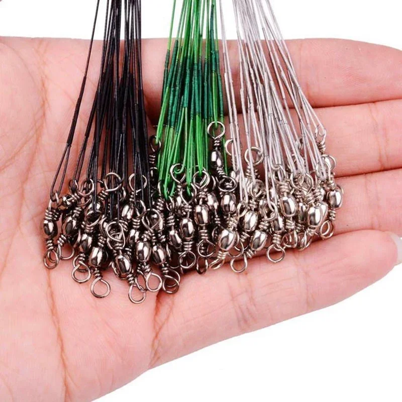 Super Strong Tensile Force Anti Bite สายตกปลาเหล็กผู้นําลวดเหล็กหมุน Snaps ตกปลาลวดตะกั่ว 200/100/60/20 ชิ้น