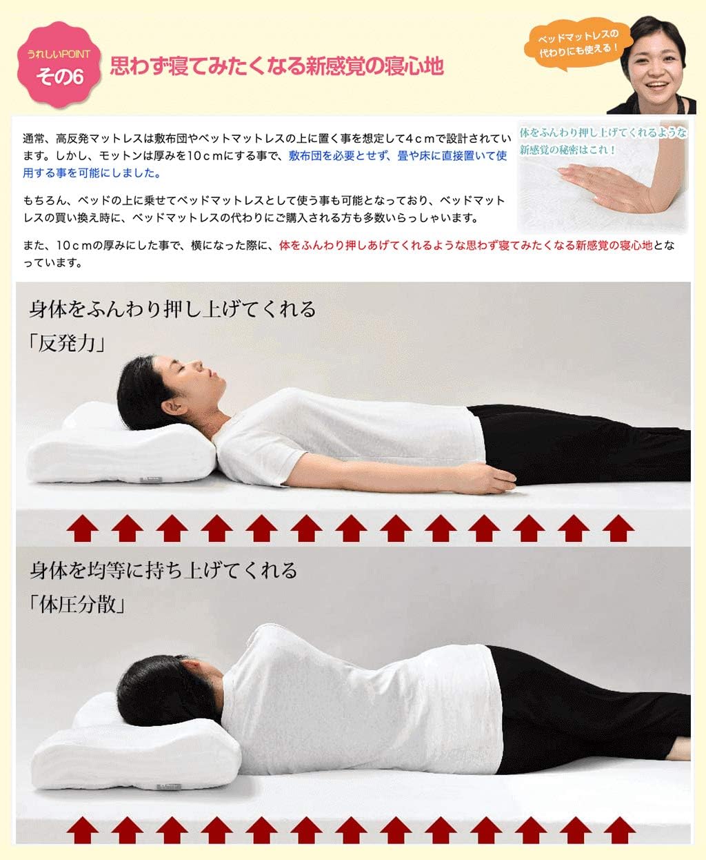 マットレス シングル 【モットンジャパン公式】 フラットタイプ 縫い目なし 極厚10cm 体圧分散ソフト 日本製マット
