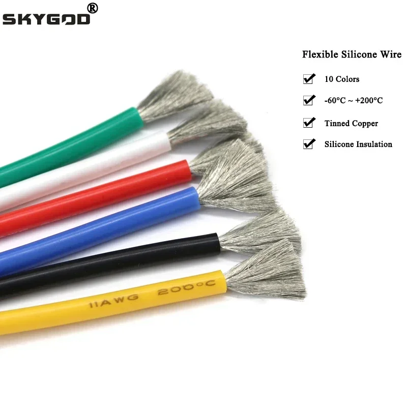1M/5M Nhiệt Cáp 30 28 26 24 22 20 18 16 15 14 13 12 10 AWG Cực Mềm Dây Silicone Cao Nhiệt Độ Linh Hoạt Đồng