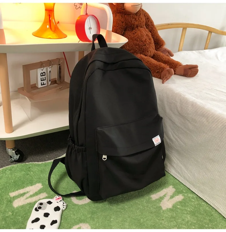 Słodki, miękki plecak studencki w jednolitym kolorze o dużej pojemności, nowy styl dla mężczyzn i kobiet, proste trendy
