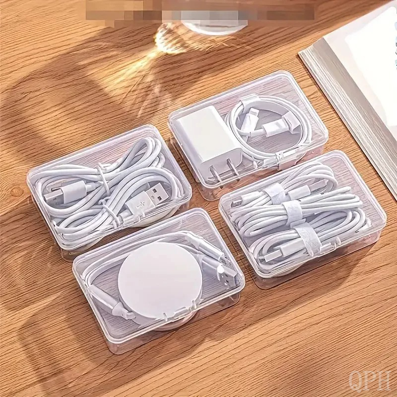 Cable Organizer Storage Box Set Durable Plastic Daily Office Supplies Sundries Charging Cord & Mobile Device Management Storage