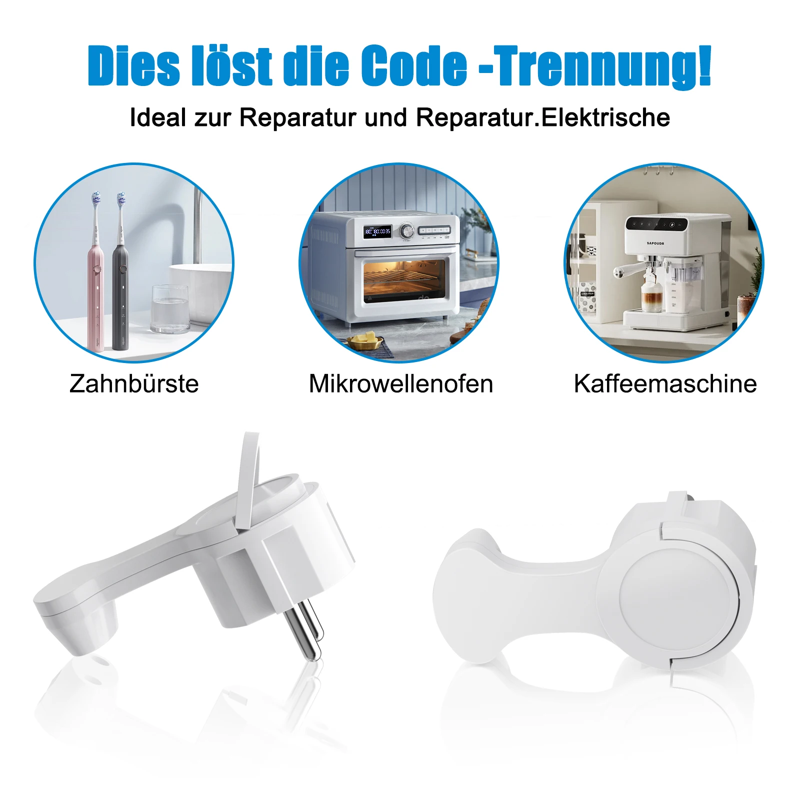 4 Stück EU-Flachsteckeradapter mit Klappgriffen für austauschbare Verkabelung, Schuko-Netzsteckdosen, französischer deutscher Standard