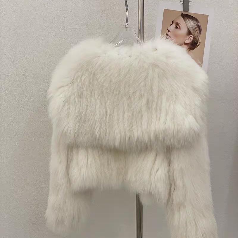 Fall Winter Short Sle Women's Jacket Fake Fur Navy Collar Eco-friendly Korean Version Fox Fur Coat Commute Sle Premium Qu...