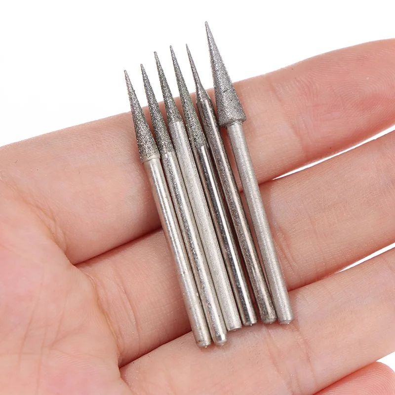 6 Stücke 1-4mm Diamant Schleifkopf Nadel Bits Grate Gravur Schnitzwerkzeug 2,35mm Schaft D