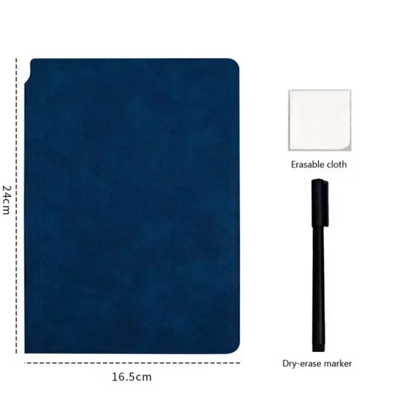 Reusable Whiteboard Notebook A5 Erasable Desktop Notes Leather Cover Handwriting Draft Portable for Office School Student