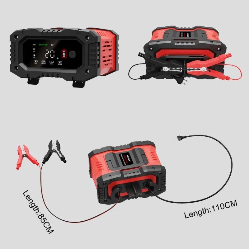 オートバイ用バッテリー充電器20a/10a 12v/24vスマート充電器リチウムagmゲル鉛酸Lifepo4バッテリー充電器