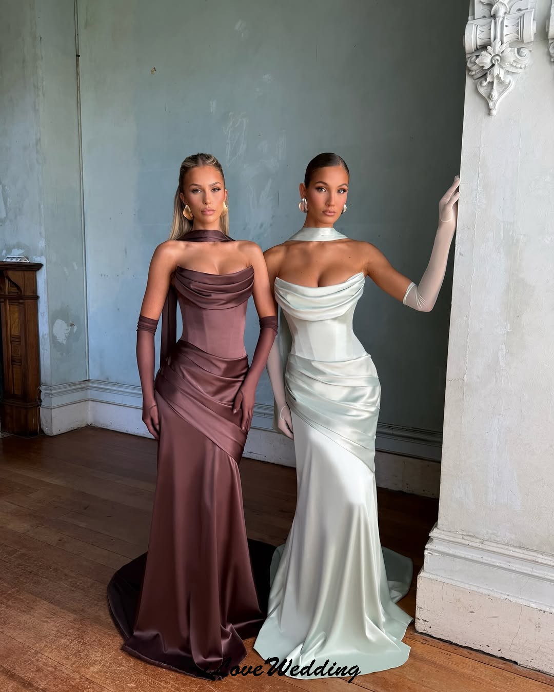 Elegantes trägerloses Damen-Abendkleid 2025, Satin, Meerjungfrau, plissiert, Damen-Partykleid, Sweep-Zug, Bänder, formelle Kleider, individuell gestaltet