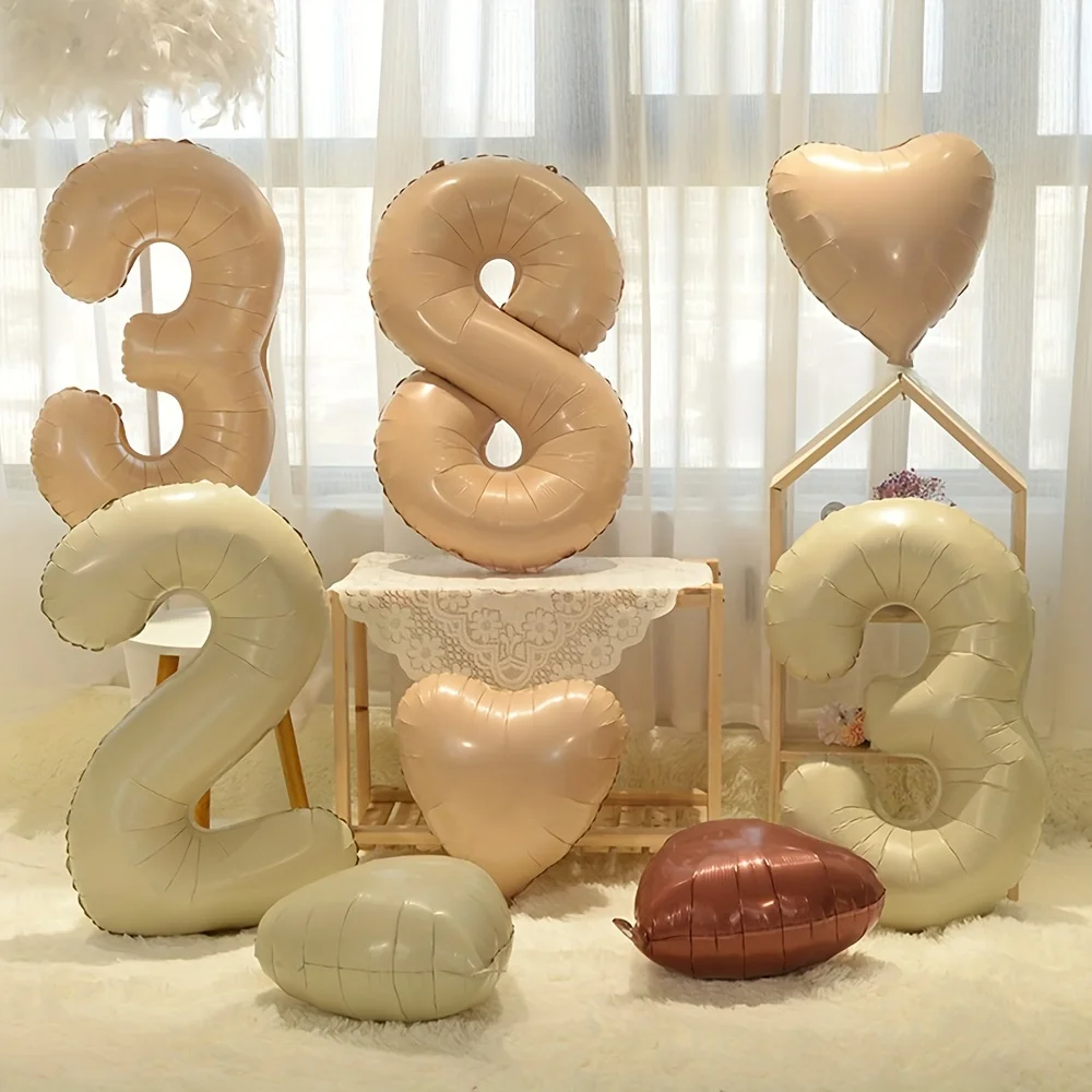32 นิ้วสีครีมลูกโป่งจํานวน 1-9 ขนาดใหญ่ฟอยล์บอลวันเกิดงานแต่งงาน