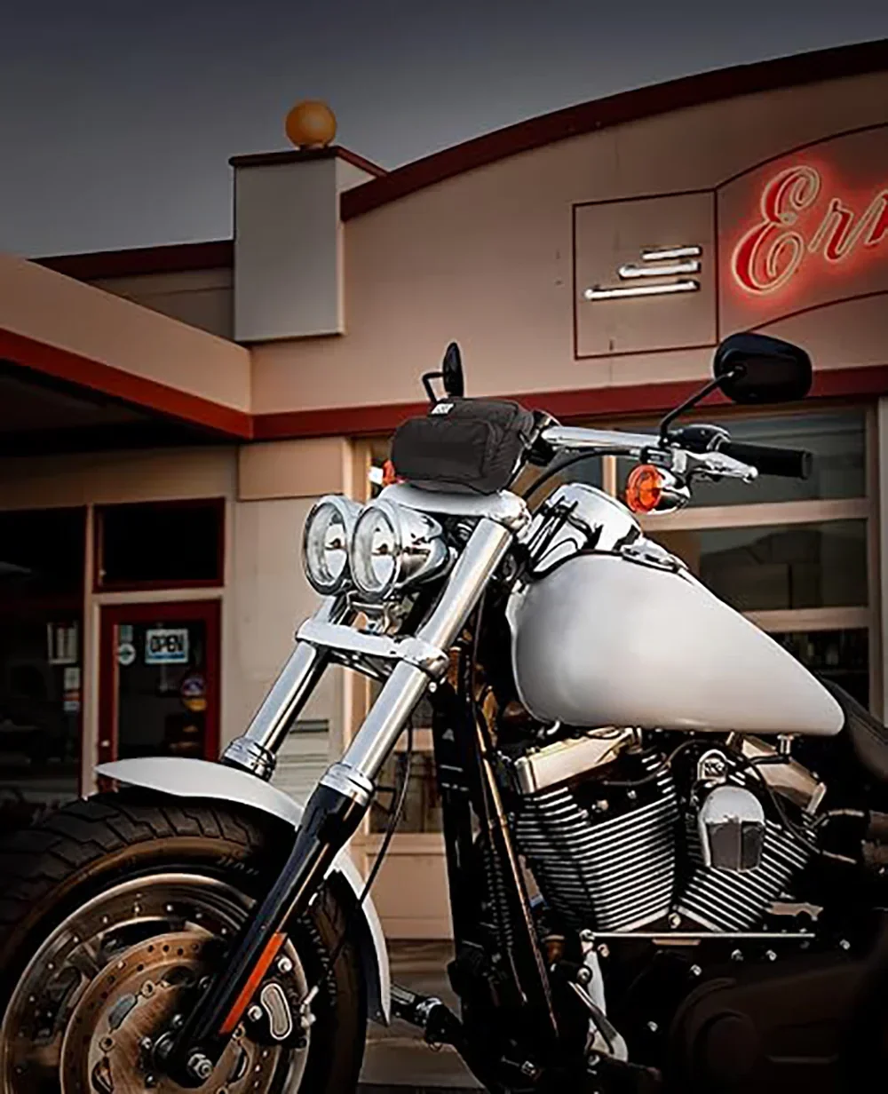 KEMIMOTO Handlebar Bag Universal Front Fork Storage Accessory Saddle Package Compatible with Cruiser Softail Dyna Sportsters