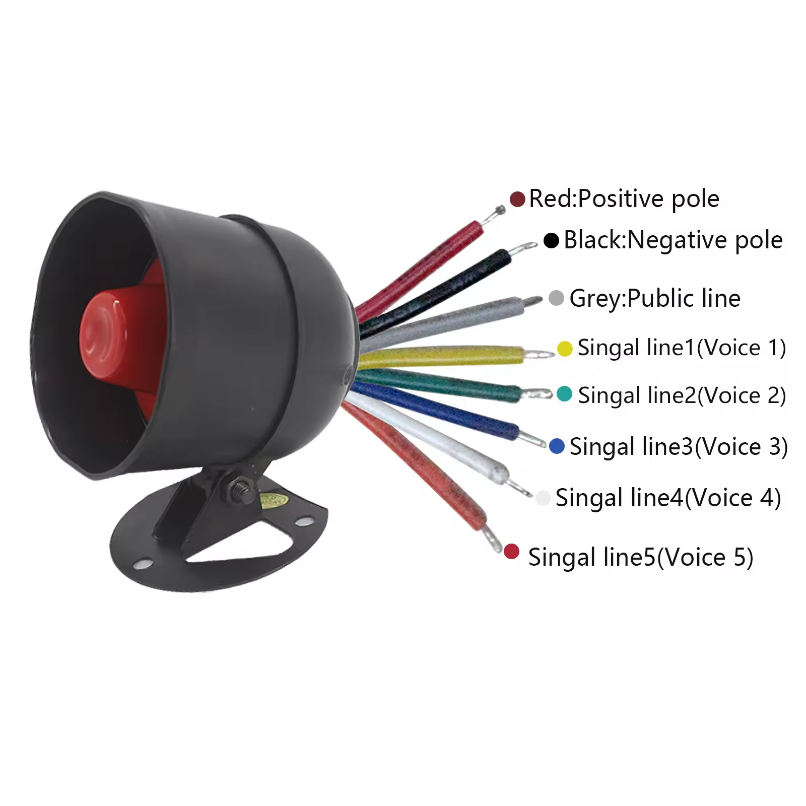 Geluidsalarm Sirene Luidspreker 9-35V 10W Aan/uit-schakelaar Trigger USB costom stemluidspreker voor beveiligingswaarschuwing voor openbaar gebruik (rood)