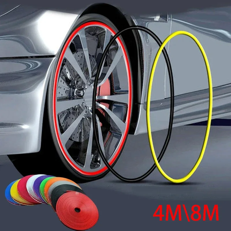 4M/8M Multicolor Xi Car Rim Styling Luminoso opaco Ruote per auto Adesivo Protezione per pneumatici Protezione per bordi ruota Accessori auto...