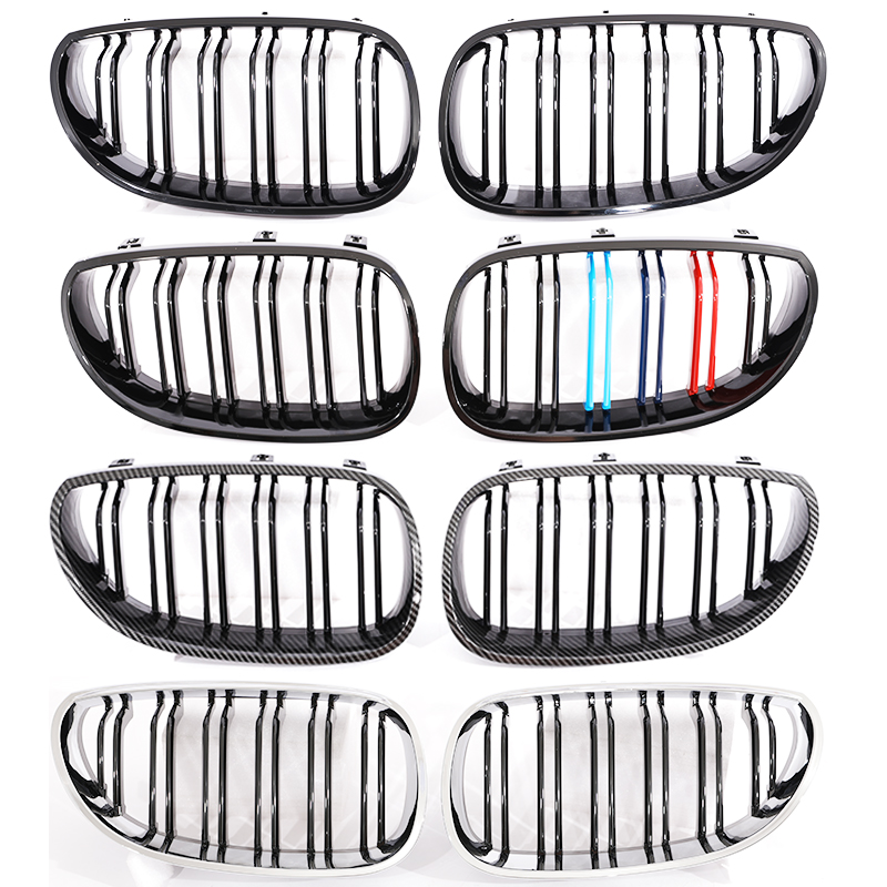 Niergrille Glanzend Zwart Chroom Carbon Mat Zwart M Kleur Grill Voor BMW 5 Serie E60 E61 M5 2004-2009 530i 520i 525i 540i 550