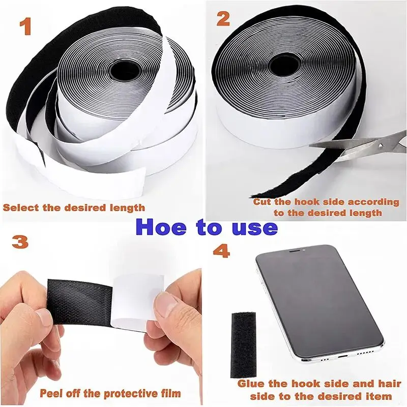 แถบกาวเทป Extra Strong พรมยึดสติกเกอร์ DOUBLE SIDE Hook-and-LOOP Fastener Auto กาวผ้าพันคอ 20-50 มม.