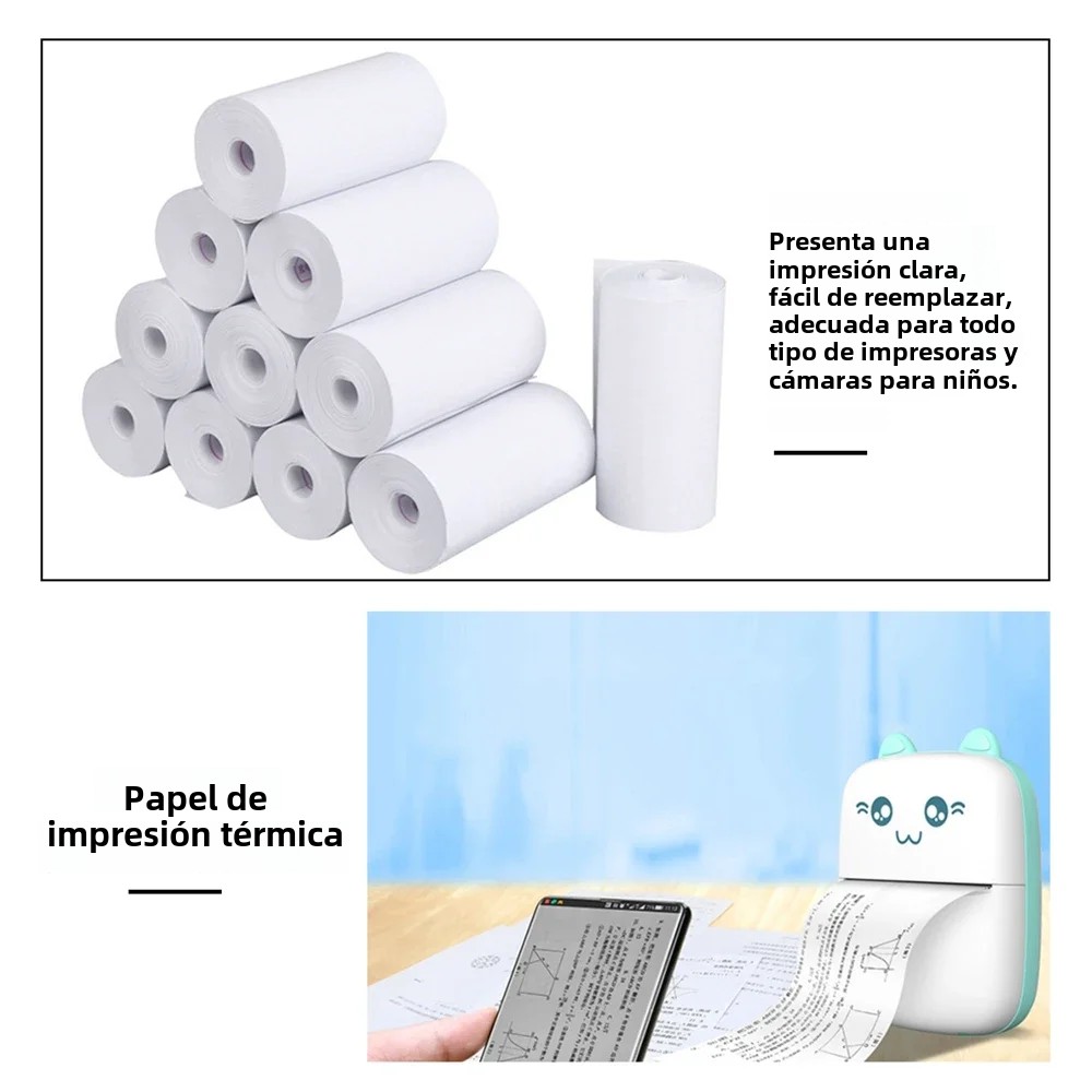 10 rollos de papel térmico de 57x25 MM, cámara blanca para niños, impresión instantánea, piezas de accesorios de repuesto de papel de impresión para cámara de niños
