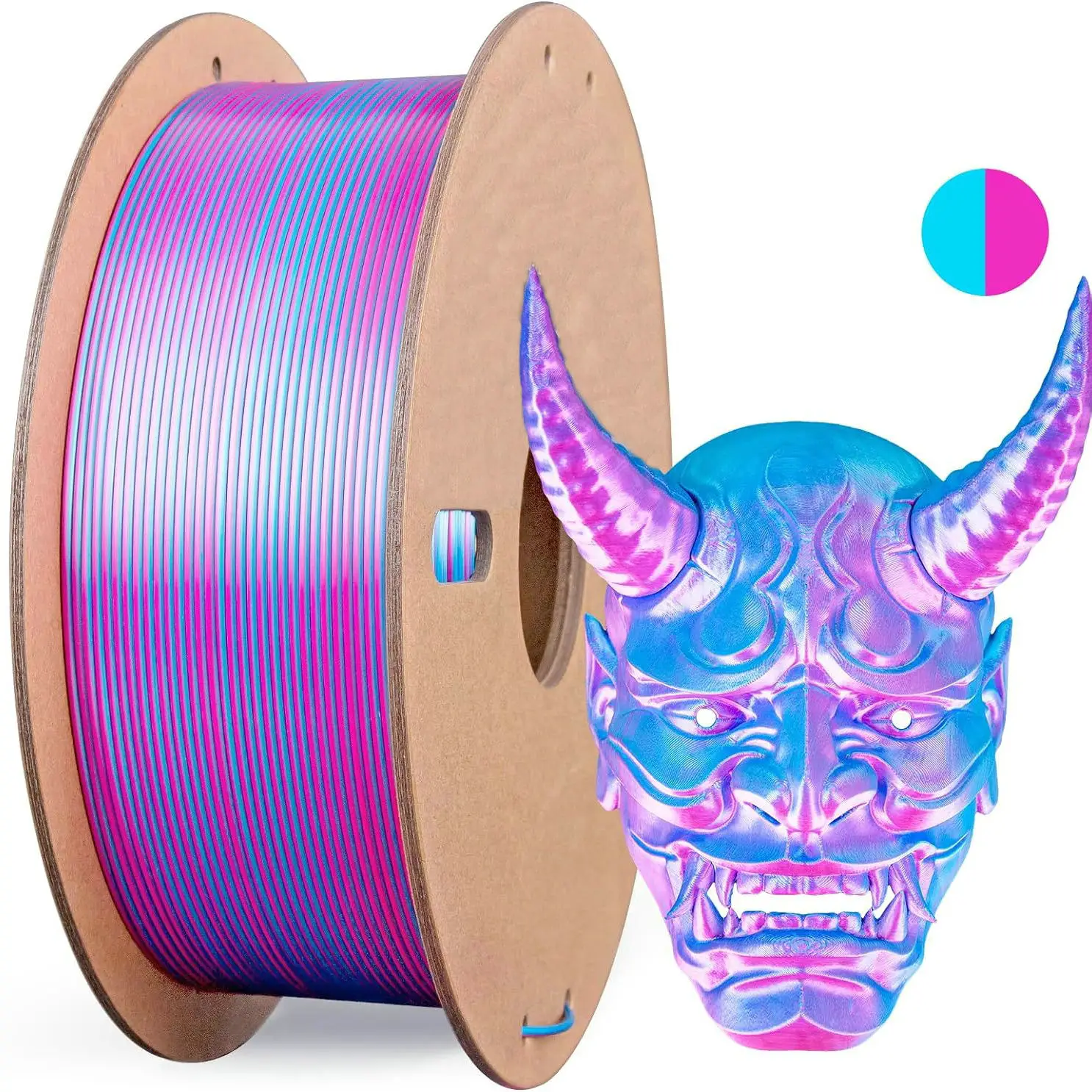 Meerkleurig 3D-printerfilament, dubbele / drie kleuren 1,75 mm PLA zijdeglanzend printfilament, 250 g (0,55 lbs) geschikt voor de meeste FDM 3D-printers