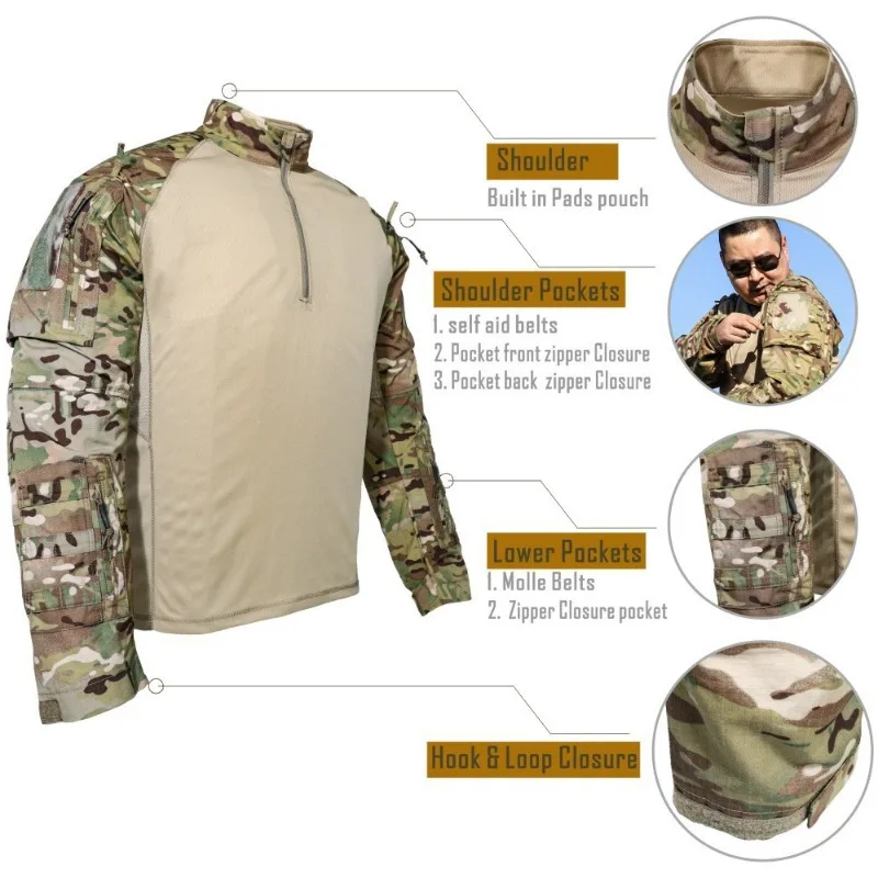 Conjunto táctico para hombre, camisas de uniforme resistentes al desgaste, traje de 2 piezas para deportes al aire libre, primavera y otoño, 2024