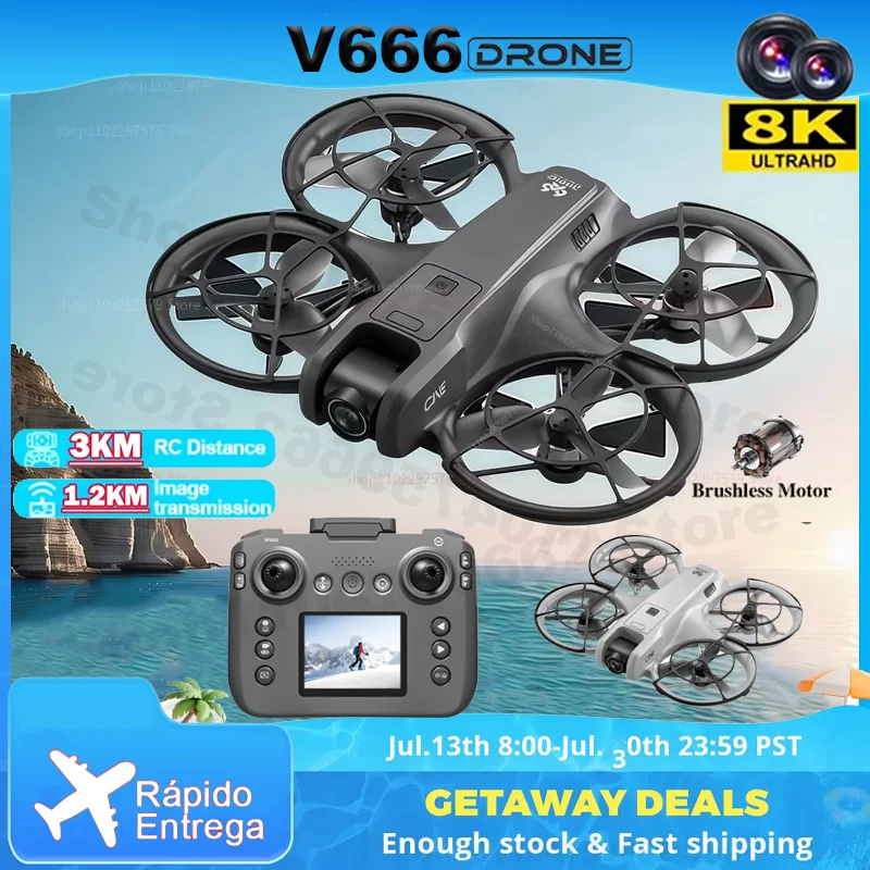 V666 Mini Rc Drone WiFi 8K HD Câmera Dupla Helicóptero Modo Sem Cabeça de 6 Eixos 180 °   Flip Controle Remoto Quadcopter Boy Toy Gift UAV