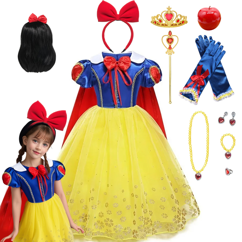 Novas crianças vestidos da menina princesa traje fantasia vestido crianças festa cosplay trajes de princesa arco retalhos cosplay meninas vestido