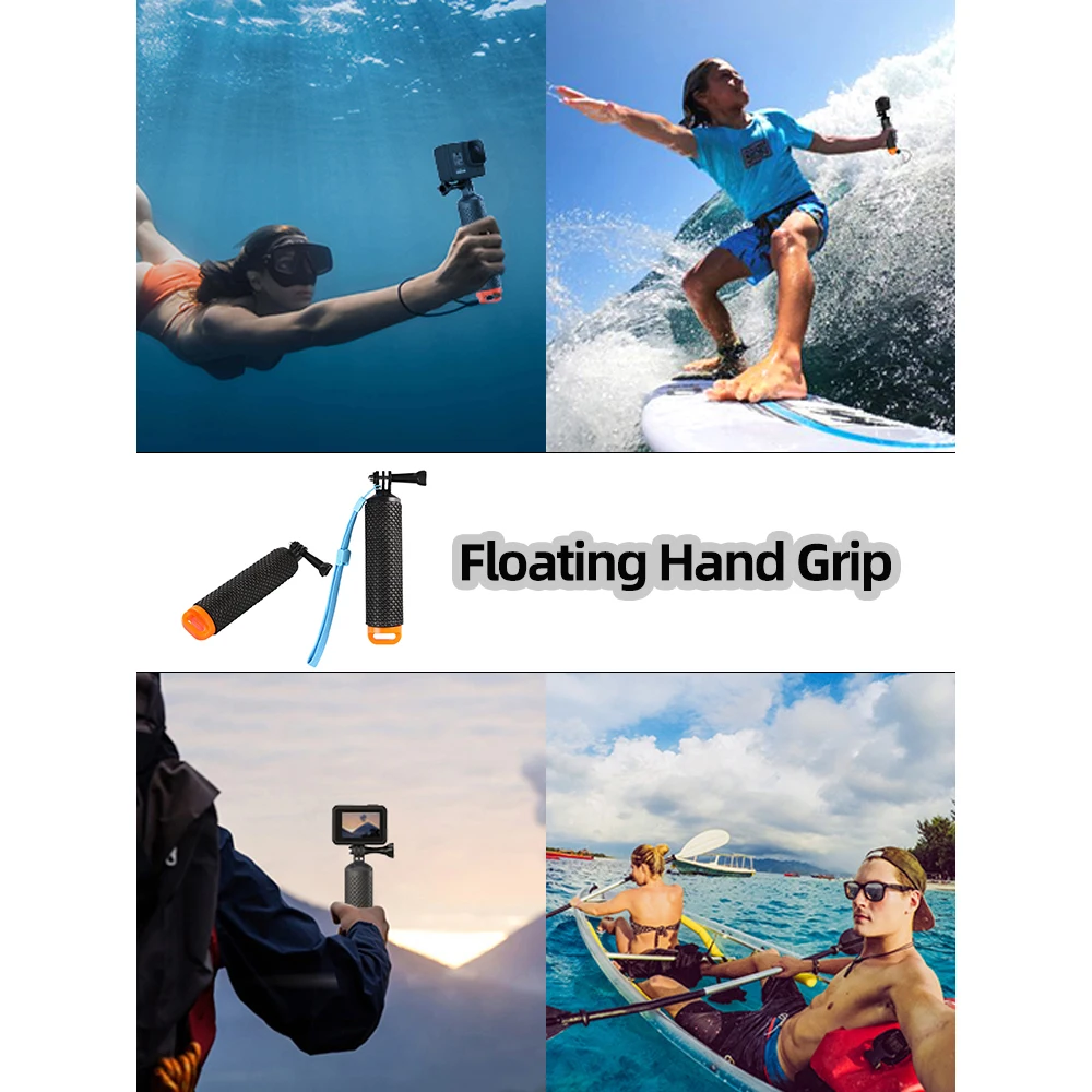 Floating Hand Grip Waterproof Handle Selfie Stick for GoPro Hero 13 12 11 10 9 8 7 5 Insta360 SJCAM AKASO DJI OSMO Action Camera