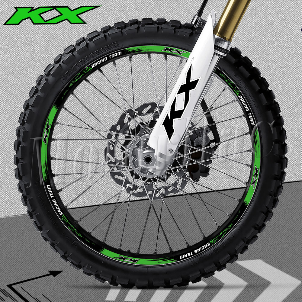 Reflective Motorcycle Wheel Rim Sticker Stripe Decals For KX 450 250 125 500 KX250X KX450X KX450SR KX250F KX450F