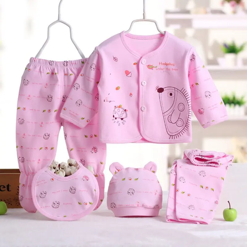 Abbigliamento per bambini Set neonato in lana riccio per neonato Set di biancheria intima in puro cotone cinque 0-3M Set di biancheria intima in puro cotone primavera autunno