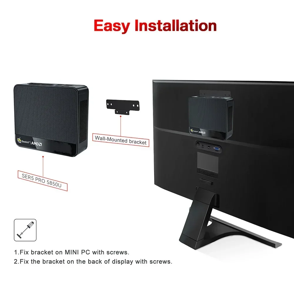 Top! Beelink Ryzen7 AMD 5800H SER5 Max Mini PC DDR4 16GB RAM 500GB NVME SSD 5850U 1T support WiFi6 4K Triple Screen Desktop Comp