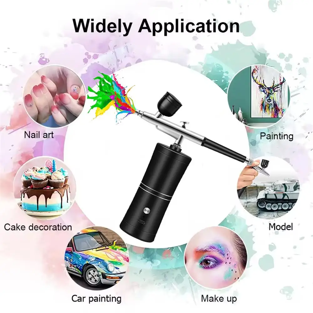 Aerógrafo con compresor, aerógrafo de pintura, minipistola pulverizadora para pintar, Kit de aerógrafo inalámbrico con pistola pulverizadora de compresor