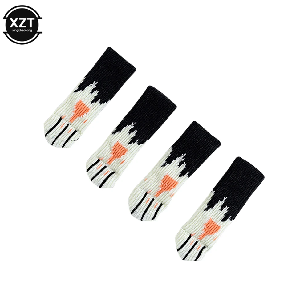 4 ชิ้นลื่นสวมใส่น่ารัก Cat Paw โต๊ะเก้าอี้เท้าขาถัก Protector ถุงเท้าแขน Protector ปรับขนาดได้ดี