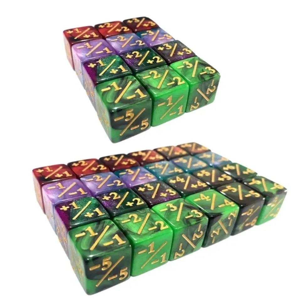 Zeszijdige dobbelstenen set D6 tellers 1/1 en -1/-1 set van 10 dobbelstenen voor wiskundeonderwijs, autorekenspeelgoed voor kinderen, kaartspelaccessoires