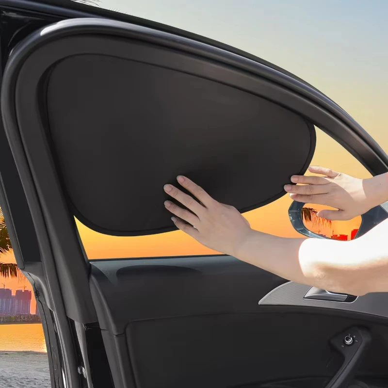 Cortinas electrostáticas para ventana lateral de coche, cubierta de protección solar de 4 capas, parasol plegable para coche, bloqueo de rayos UV 99.9%