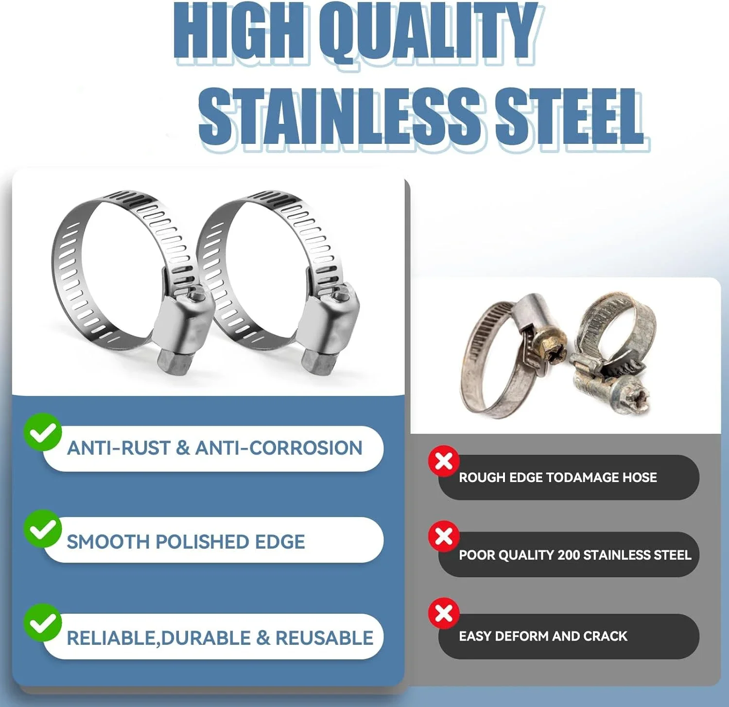 40 peças embaladas em caixa 8-29mm aço inoxidável estilo americano braçadeira de garganta caixa braçadeira combinação anel braçadeira anel junta