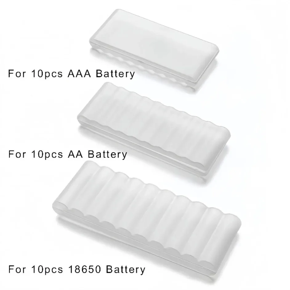 สีขาว 1PC กันน้ำงานหนัก 10 ช่องแบตเตอรี่,พลาสติกแข็งสำหรับแบตเตอรี่ AAA AA 18650, กระเป๋าเดินทางขนาดกะทัดรัด